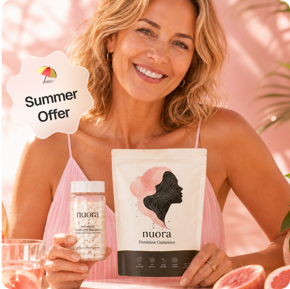 Nuora gut comfort and feminine balance products
